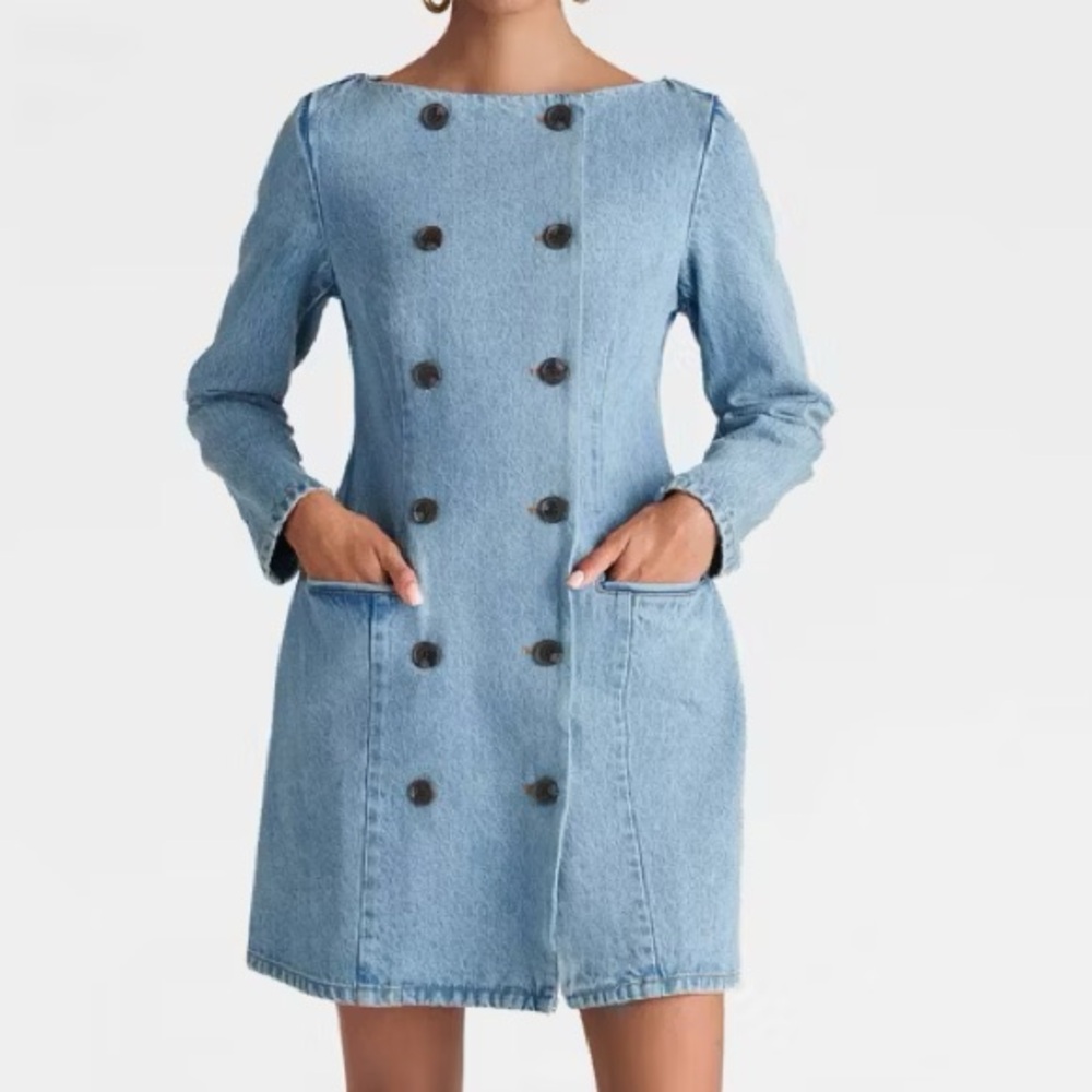 Denim dress KBB by KAHLANA Women's 'The Tuxedo Mini Dress' - Vintage Wash NEW - Picture 4 of 4